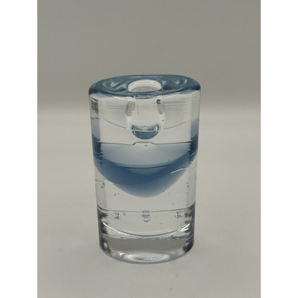 Vintage Clear & Blue Art Glass Tealight Candle Holder Bubble Design Modern - Picture 10 of 10
